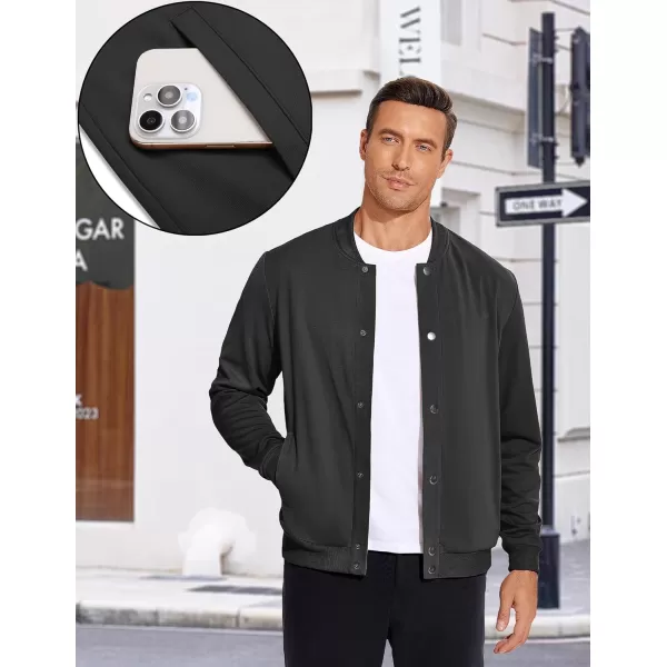 COOFANDY Men's Casual Lightweight Jacket Baseball Letterman Snap Button Jacket