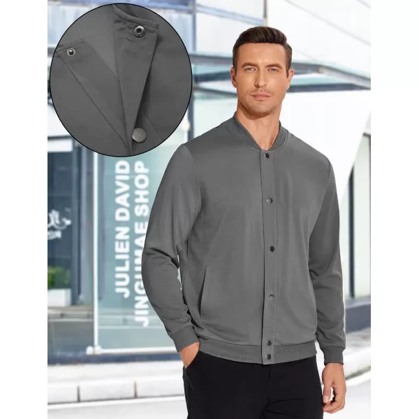 COOFANDY Men's Casual Lightweight Jacket Baseball Letterman Snap Button Jacket