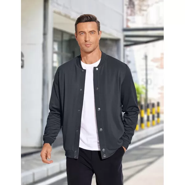 COOFANDY Men's Casual Lightweight Jacket Baseball Letterman Snap Button Jacket