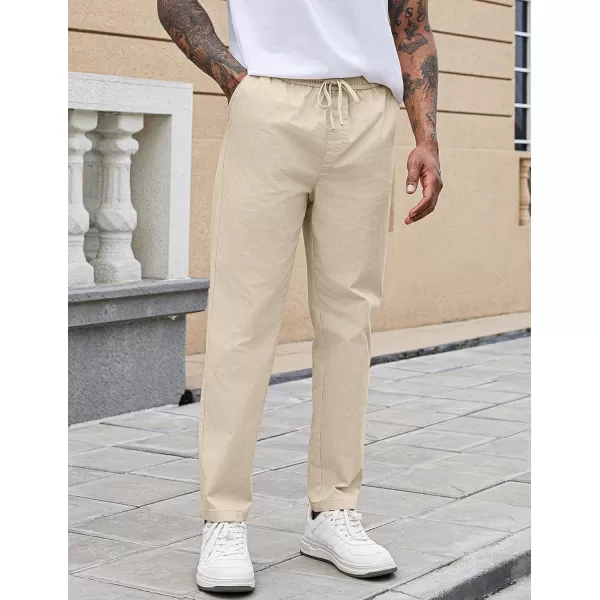 COOFANDY Mens Casual Pants Elastic Waist Drawstring Chino Pants Tapered Cotton Twill Trousers with Pockets