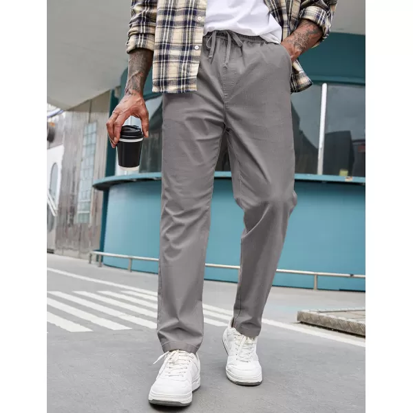 COOFANDY Mens Casual Pants Elastic Waist Drawstring Chino Pants Tapered Cotton Twill Trousers with Pockets