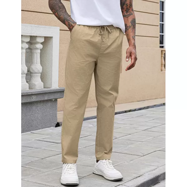 COOFANDY Mens Casual Pants Elastic Waist Drawstring Chino Pants Tapered Cotton Twill Trousers with Pockets