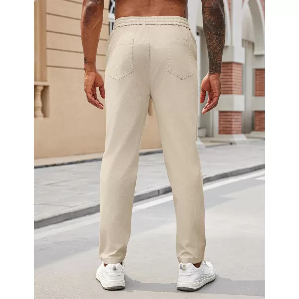 COOFANDY Mens Casual Pants Elastic Waist Drawstring Chino Pants Tapered Cotton Twill Trousers with Pockets
