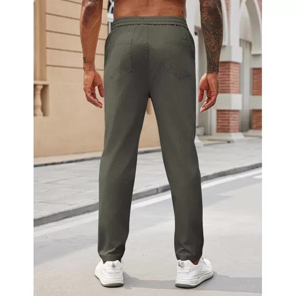 COOFANDY Mens Casual Pants Elastic Waist Drawstring Chino Pants Tapered Cotton Twill Trousers with Pockets