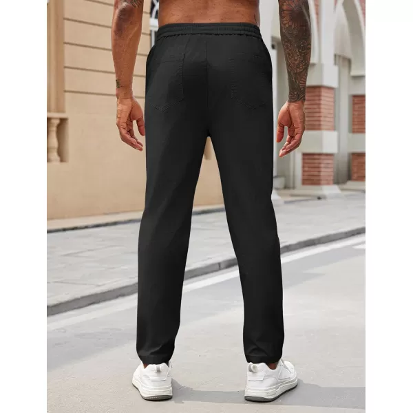 COOFANDY Mens Casual Pants Elastic Waist Drawstring Chino Pants Tapered Cotton Twill Trousers with Pockets