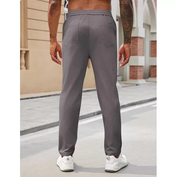 COOFANDY Mens Casual Pants Elastic Waist Drawstring Chino Pants Tapered Cotton Twill Trousers with Pockets