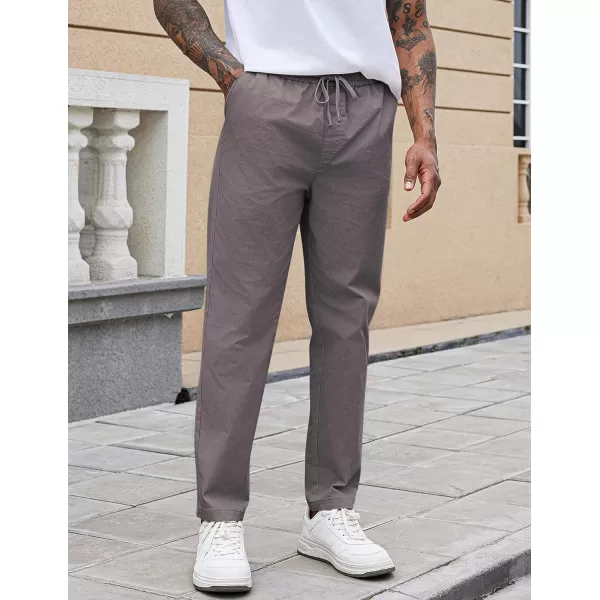 COOFANDY Mens Casual Pants Elastic Waist Drawstring Chino Pants Tapered Cotton Twill Trousers with Pockets