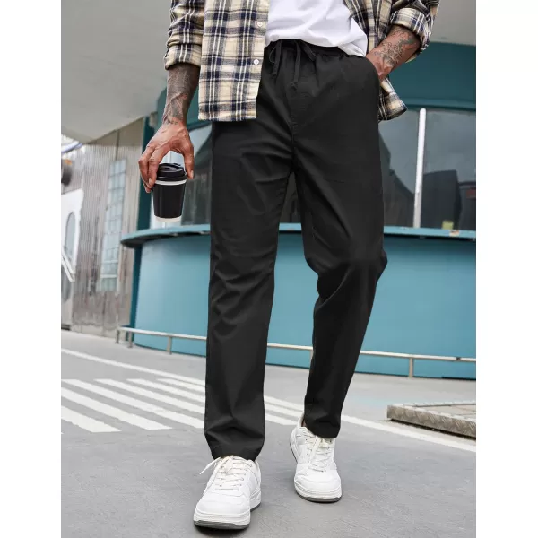 COOFANDY Mens Casual Pants Elastic Waist Drawstring Chino Pants Tapered Cotton Twill Trousers with Pockets