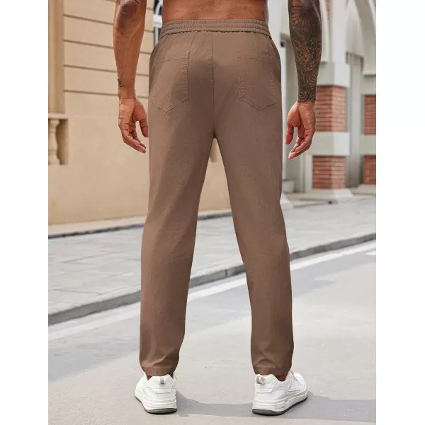 COOFANDY Mens Casual Pants Elastic Waist Drawstring Chino Pants Tapered Cotton Twill Trousers with Pockets