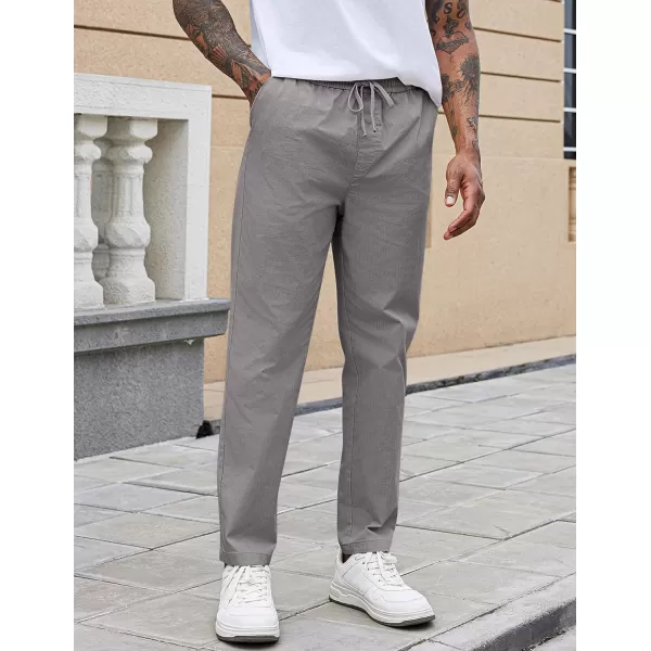 COOFANDY Mens Casual Pants Elastic Waist Drawstring Chino Pants Tapered Cotton Twill Trousers with Pockets