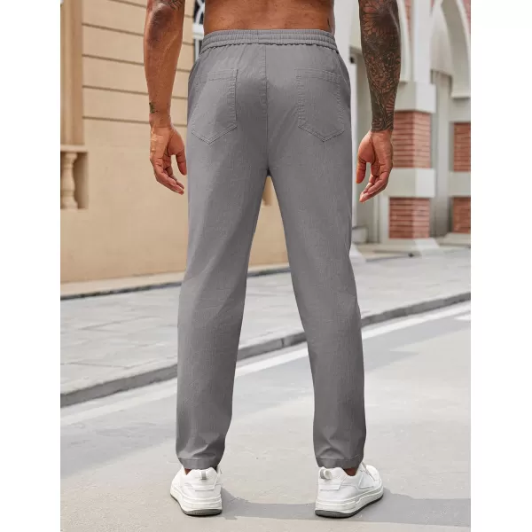 COOFANDY Mens Casual Pants Elastic Waist Drawstring Chino Pants Tapered Cotton Twill Trousers with Pockets
