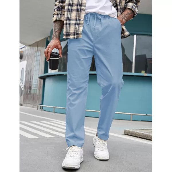 COOFANDY Mens Casual Pants Elastic Waist Drawstring Chino Pants Tapered Cotton Twill Trousers with Pockets