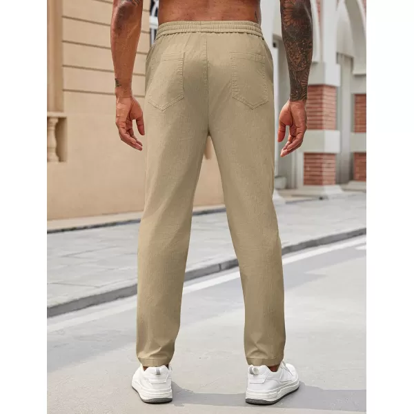 COOFANDY Mens Casual Pants Elastic Waist Drawstring Chino Pants Tapered Cotton Twill Trousers with Pockets