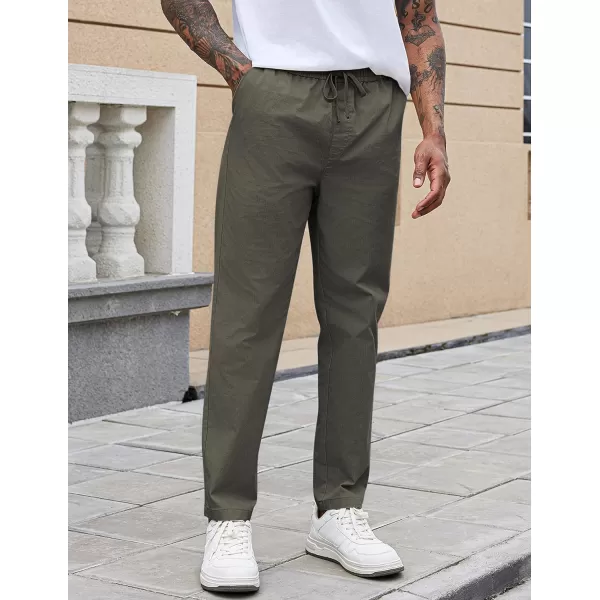 COOFANDY Mens Casual Pants Elastic Waist Drawstring Chino Pants Tapered Cotton Twill Trousers with Pockets
