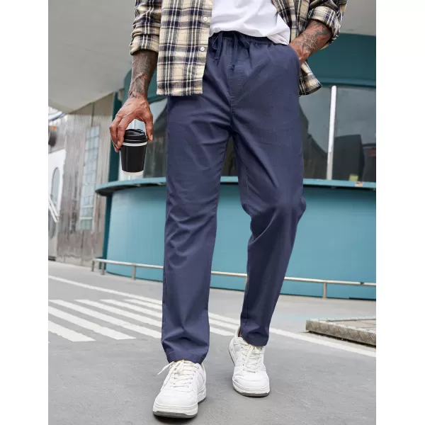 COOFANDY Mens Casual Pants Elastic Waist Drawstring Chino Pants Tapered Cotton Twill Trousers with Pockets