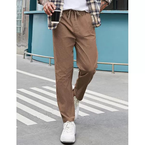 COOFANDY Mens Casual Pants Elastic Waist Drawstring Chino Pants Tapered Cotton Twill Trousers with Pockets