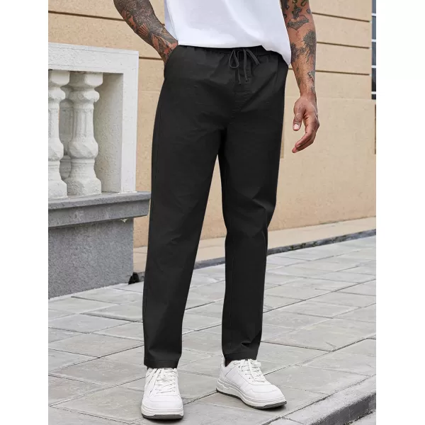 COOFANDY Mens Casual Pants Elastic Waist Drawstring Chino Pants Tapered Cotton Twill Trousers with Pockets