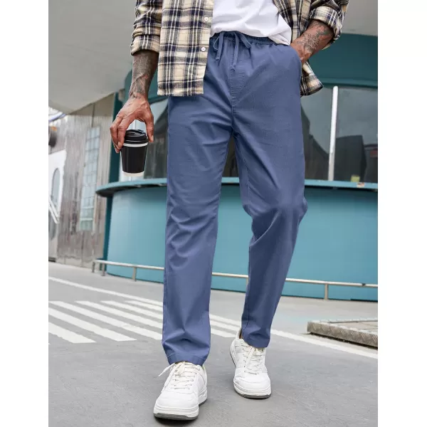 COOFANDY Mens Casual Pants Elastic Waist Drawstring Chino Pants Tapered Cotton Twill Trousers with Pockets