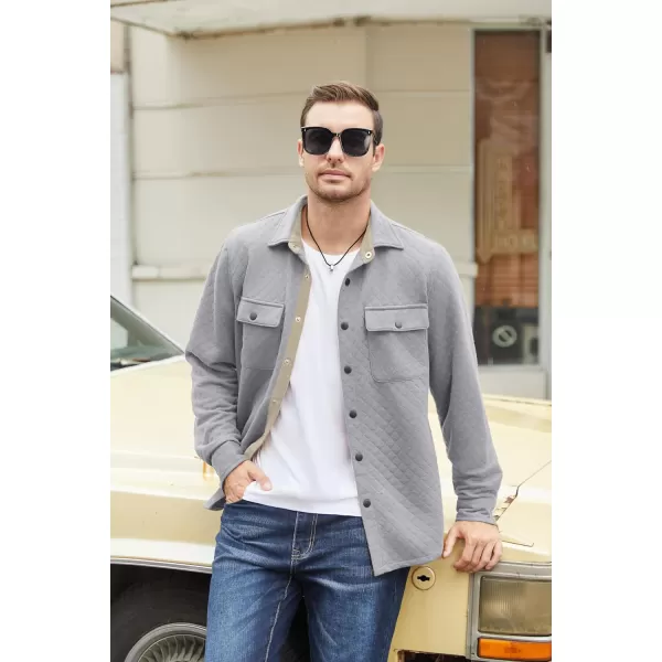 COOFANDY Men's Casual Shirt Jacket Lightweight Shacket Jacket Quilted Button Down Jackets