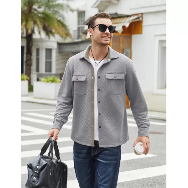 COOFANDY Men's Casual Shirt Jacket Lightweight Shacket Jacket Quilted Button Down Jackets