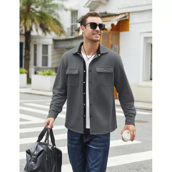 COOFANDY Men's Casual Shirt Jacket Lightweight Shacket Jacket Quilted Button Down Jackets