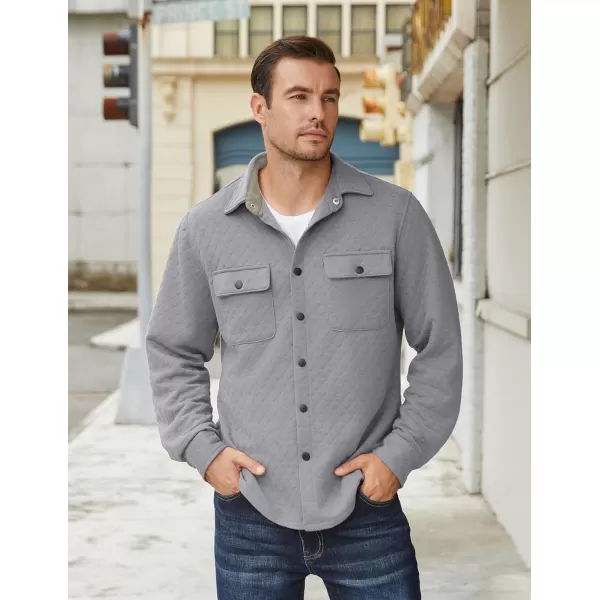 COOFANDY Men's Casual Shirt Jacket Lightweight Shacket Jacket Quilted Button Down Jackets
