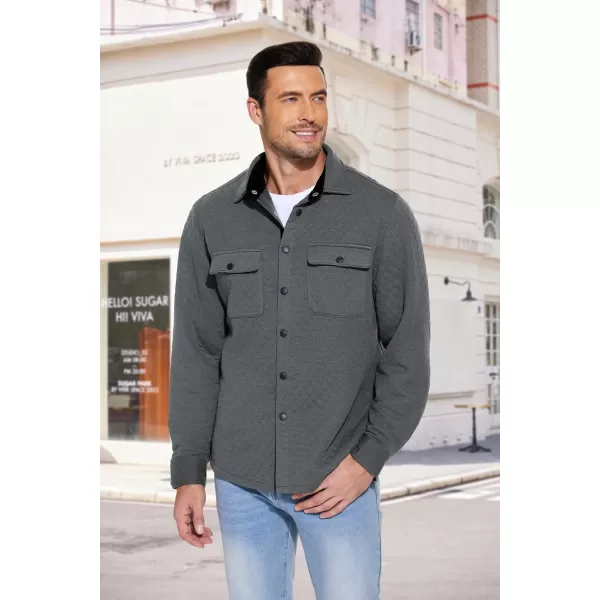 COOFANDY Men's Casual Shirt Jacket Lightweight Shacket Jacket Quilted Button Down Jackets