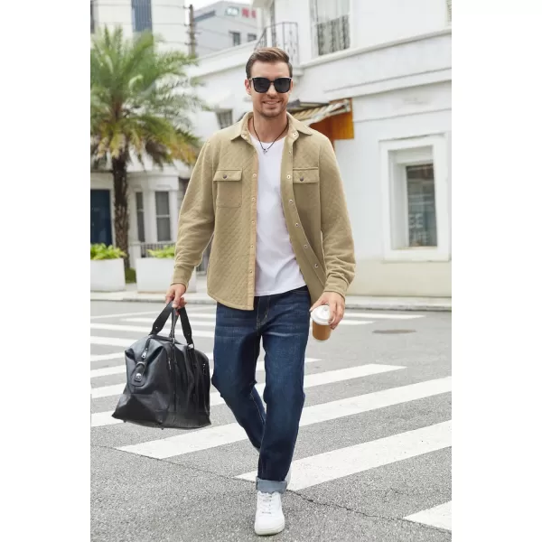 COOFANDY Men's Casual Shirt Jacket Lightweight Shacket Jacket Quilted Button Down Jackets