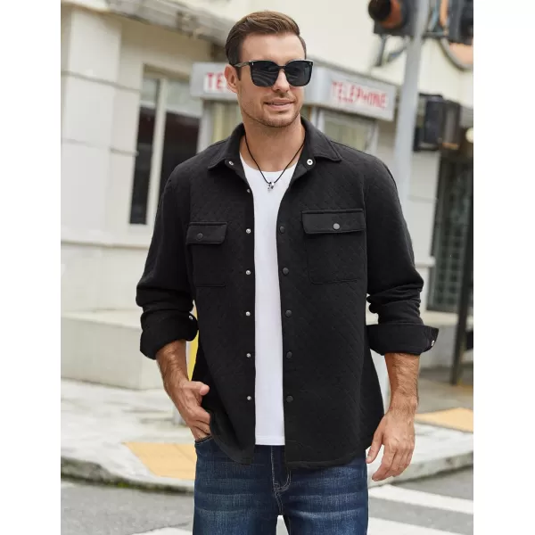 COOFANDY Men's Casual Shirt Jacket Lightweight Shacket Jacket Quilted Button Down Jackets