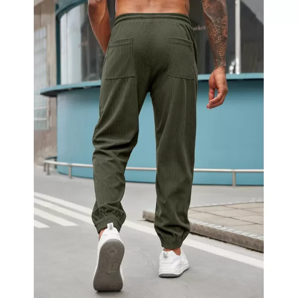 COOFANDY Men's Corduroy Pants Drawstring Elastic Waist Casual Tapered Trousers Fashion Streetwear Joggers with Pockets