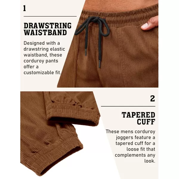 COOFANDY Men's Corduroy Pants Drawstring Elastic Waist Casual Tapered Trousers Fashion Streetwear Joggers with Pockets