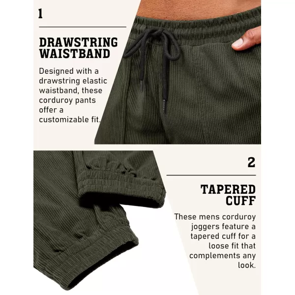 COOFANDY Men's Corduroy Pants Drawstring Elastic Waist Casual Tapered Trousers Fashion Streetwear Joggers with Pockets