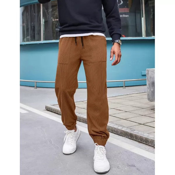 COOFANDY Men's Corduroy Pants Drawstring Elastic Waist Casual Tapered Trousers Fashion Streetwear Joggers with Pockets