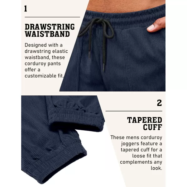 COOFANDY Men's Corduroy Pants Drawstring Elastic Waist Casual Tapered Trousers Fashion Streetwear Joggers with Pockets