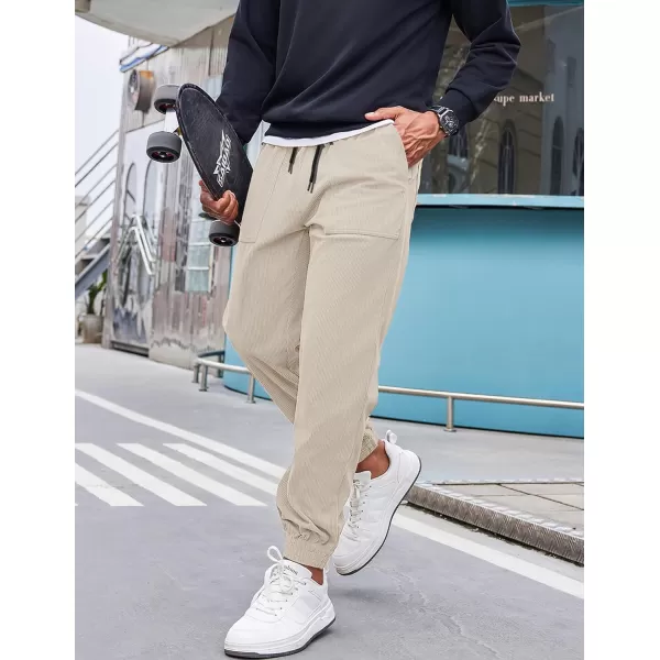 COOFANDY Men's Corduroy Pants Drawstring Elastic Waist Casual Tapered Trousers Fashion Streetwear Joggers with Pockets