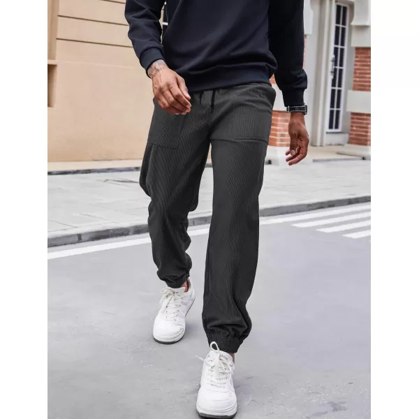 COOFANDY Men's Corduroy Pants Drawstring Elastic Waist Casual Tapered Trousers Fashion Streetwear Joggers with Pockets