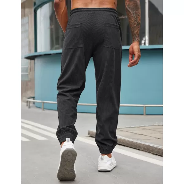 COOFANDY Men's Corduroy Pants Drawstring Elastic Waist Casual Tapered Trousers Fashion Streetwear Joggers with Pockets