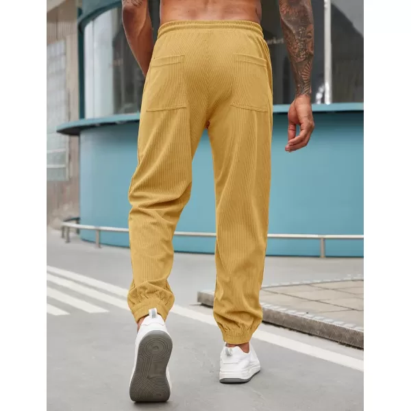 COOFANDY Men's Corduroy Pants Drawstring Elastic Waist Casual Tapered Trousers Fashion Streetwear Joggers with Pockets