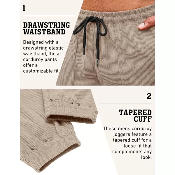 COOFANDY Men's Corduroy Pants Drawstring Elastic Waist Casual Tapered Trousers Fashion Streetwear Joggers with Pockets