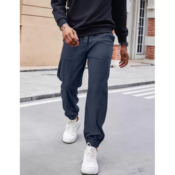 COOFANDY Men's Corduroy Pants Drawstring Elastic Waist Casual Tapered Trousers Fashion Streetwear Joggers with Pockets