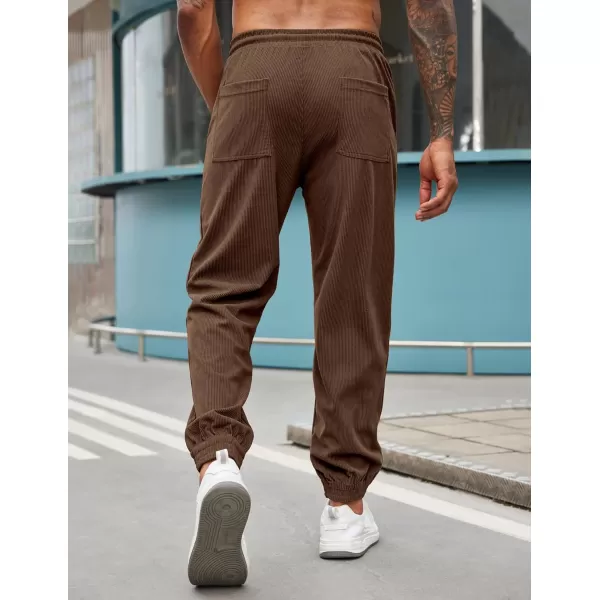 COOFANDY Men's Corduroy Pants Drawstring Elastic Waist Casual Tapered Trousers Fashion Streetwear Joggers with Pockets