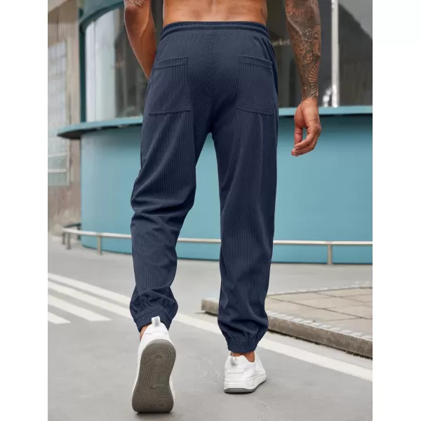 COOFANDY Men's Corduroy Pants Drawstring Elastic Waist Casual Tapered Trousers Fashion Streetwear Joggers with Pockets