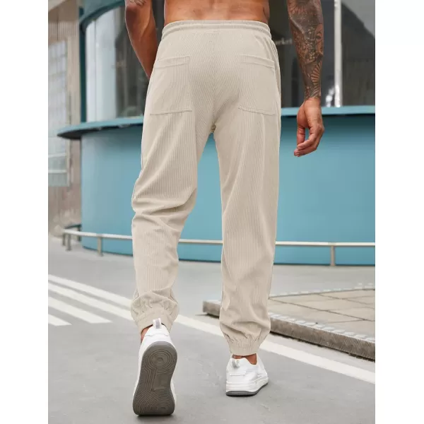 COOFANDY Men's Corduroy Pants Drawstring Elastic Waist Casual Tapered Trousers Fashion Streetwear Joggers with Pockets