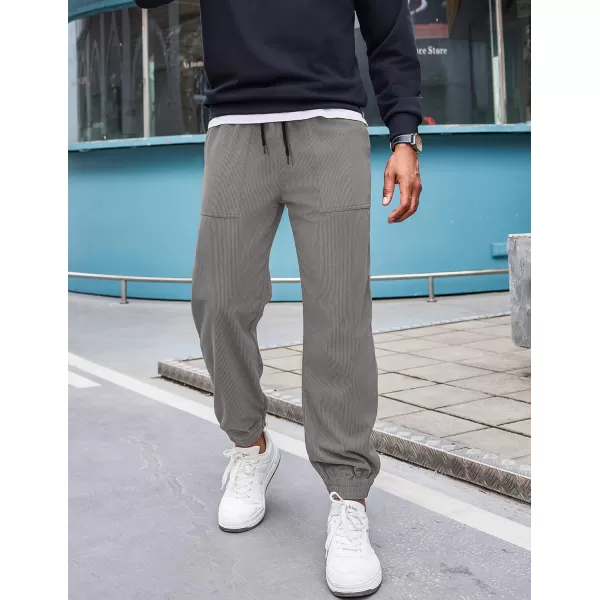 COOFANDY Men's Corduroy Pants Drawstring Elastic Waist Casual Tapered Trousers Fashion Streetwear Joggers with Pockets