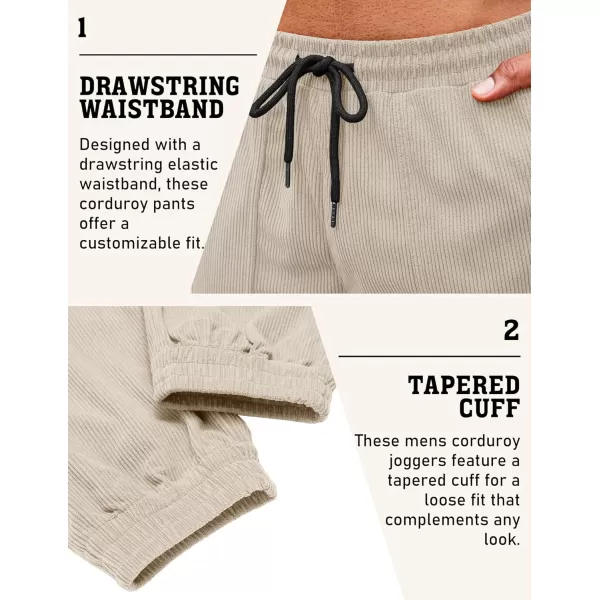 COOFANDY Men's Corduroy Pants Drawstring Elastic Waist Casual Tapered Trousers Fashion Streetwear Joggers with Pockets