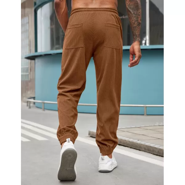 COOFANDY Men's Corduroy Pants Drawstring Elastic Waist Casual Tapered Trousers Fashion Streetwear Joggers with Pockets