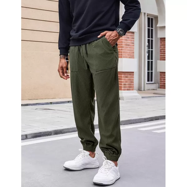 COOFANDY Men's Corduroy Pants Drawstring Elastic Waist Casual Tapered Trousers Fashion Streetwear Joggers with Pockets
