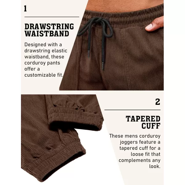 COOFANDY Men's Corduroy Pants Drawstring Elastic Waist Casual Tapered Trousers Fashion Streetwear Joggers with Pockets