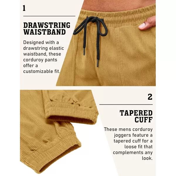COOFANDY Men's Corduroy Pants Drawstring Elastic Waist Casual Tapered Trousers Fashion Streetwear Joggers with Pockets