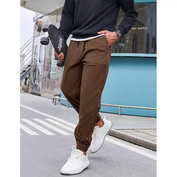 COOFANDY Men's Corduroy Pants Drawstring Elastic Waist Casual Tapered Trousers Fashion Streetwear Joggers with Pockets